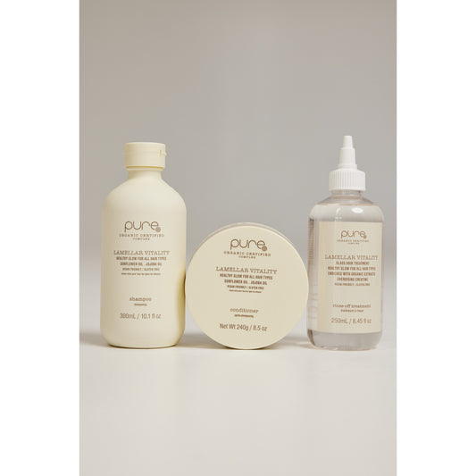 Pure Lamellar Vitality trio pack shampoo conditioner and rinse treatment