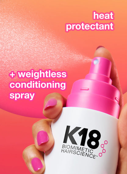K18 HeatBounce Conditioning Heat Protectant Spray 118ml with hot tools