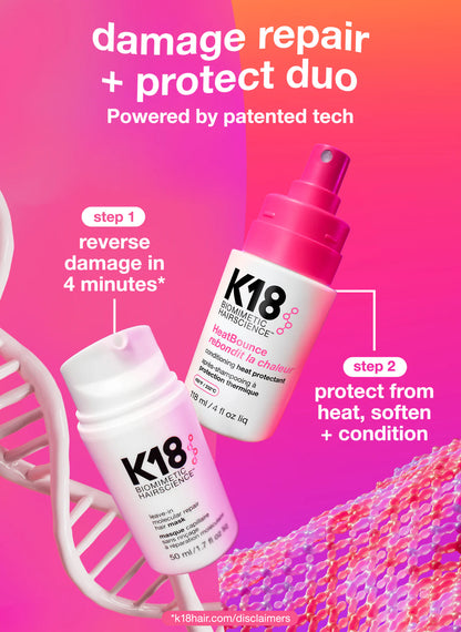 K18 HeatBounce Conditioning Heat Protectant Spray 118ml with hot tools