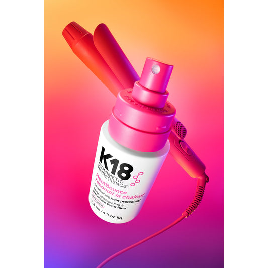K18 HeatBounce Conditioning Heat Protectant Spray 118ml with hot tools