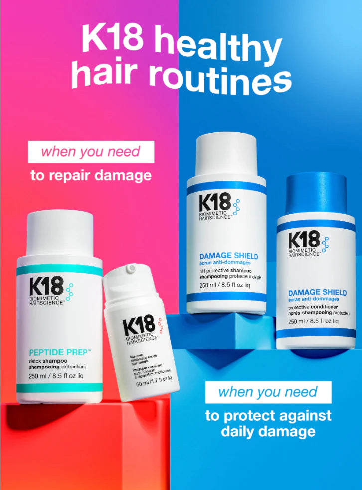 K18 Damage Shield Protective Conditioner 250ml on grey background