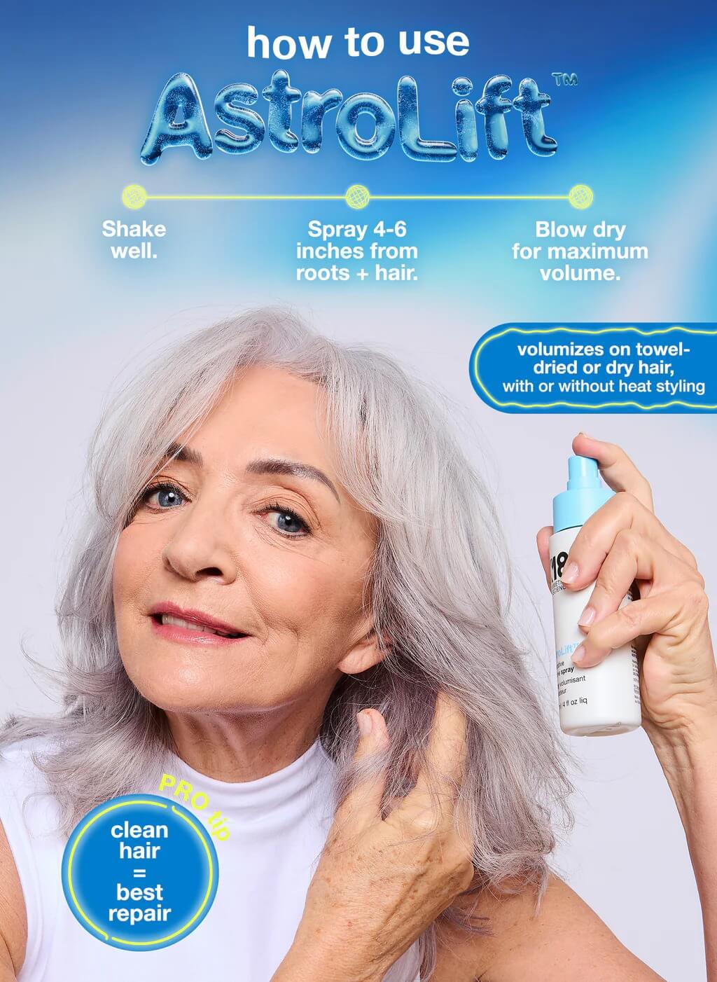 K18 AstroLift Reparative Volume Spray 118ml floating product shot
